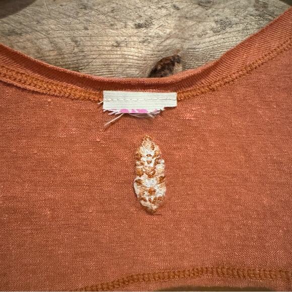 FP Movement Free People Affinity Technolinen Back Cut Out Long Sleeve Tee Orange - Picture 10 of 13